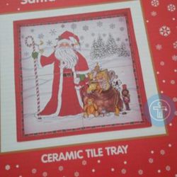 Santa And Toys Tile Serving Tray