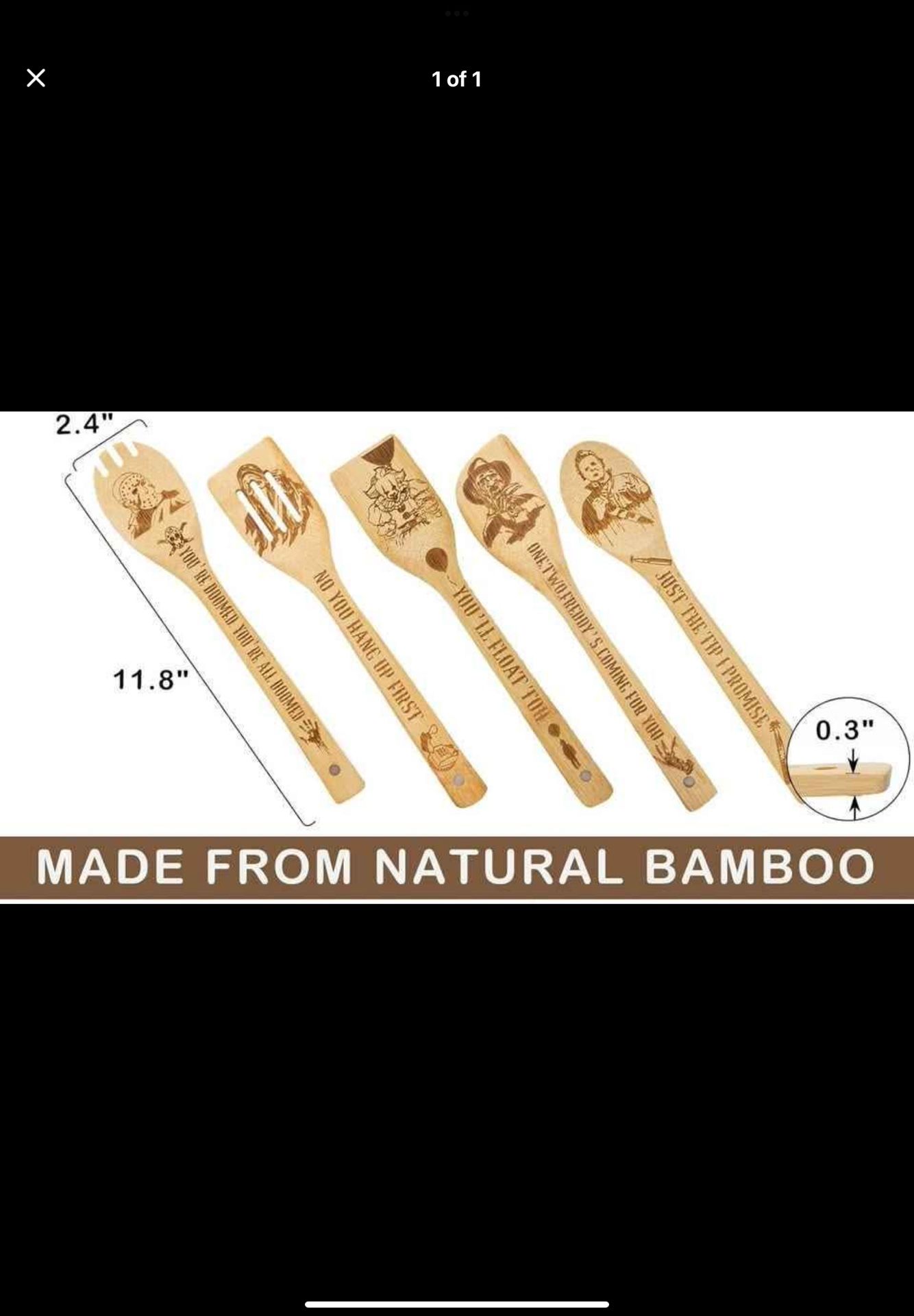 6Pcs Horror Movie Character Cooking Gift Set Wooden Spoons