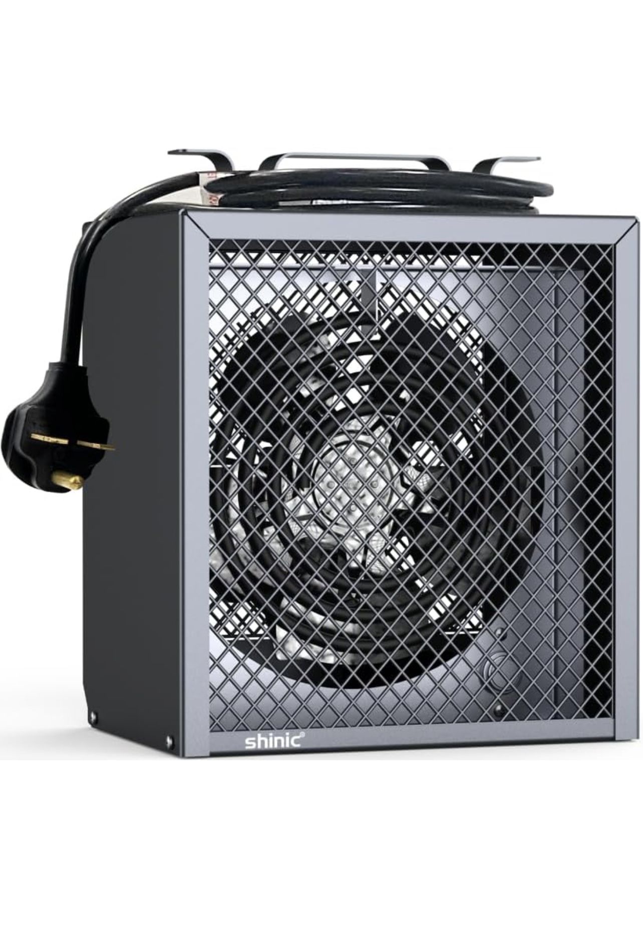 Shinic Electric Garage Heater 240v, 4,800-Watt Fan-Forced Industrial Heater, With Thermostat Control, Carrying Handle, Heavy Gauge Steel, Nema 6-30p G