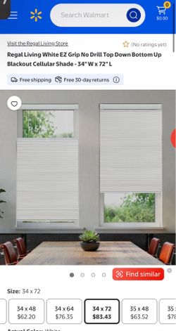 Regal Living White EZ Grip No Drill Top Down Bottom Up Blackout Cellular Shade - 34" W x 72" L