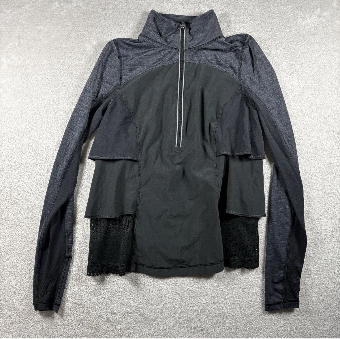 Lululemon Sun Runner Half Zip Jacket Womens Size 4 Black Nylon Stretch #2990