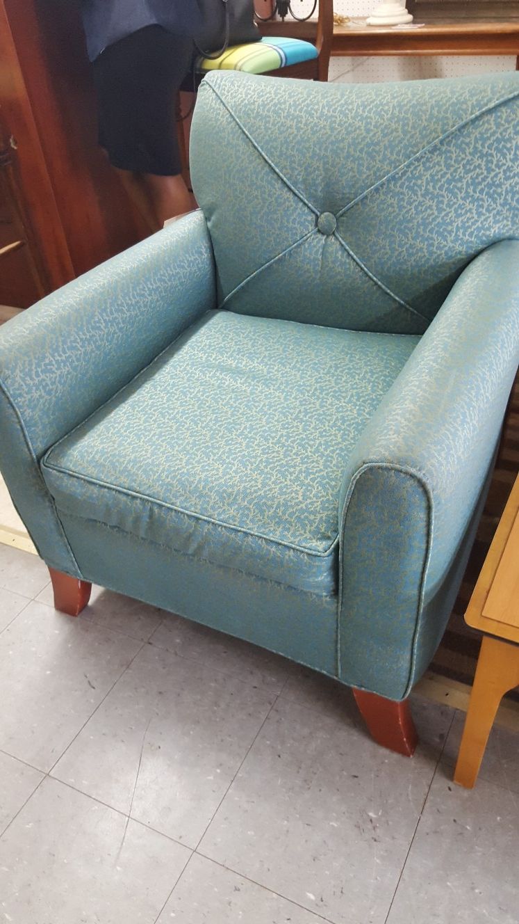 Teal arm chair, club chairs