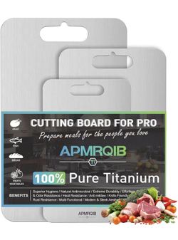 Titanium Cutting Board Set of 3, Pure Titanium Boards for Kitchen