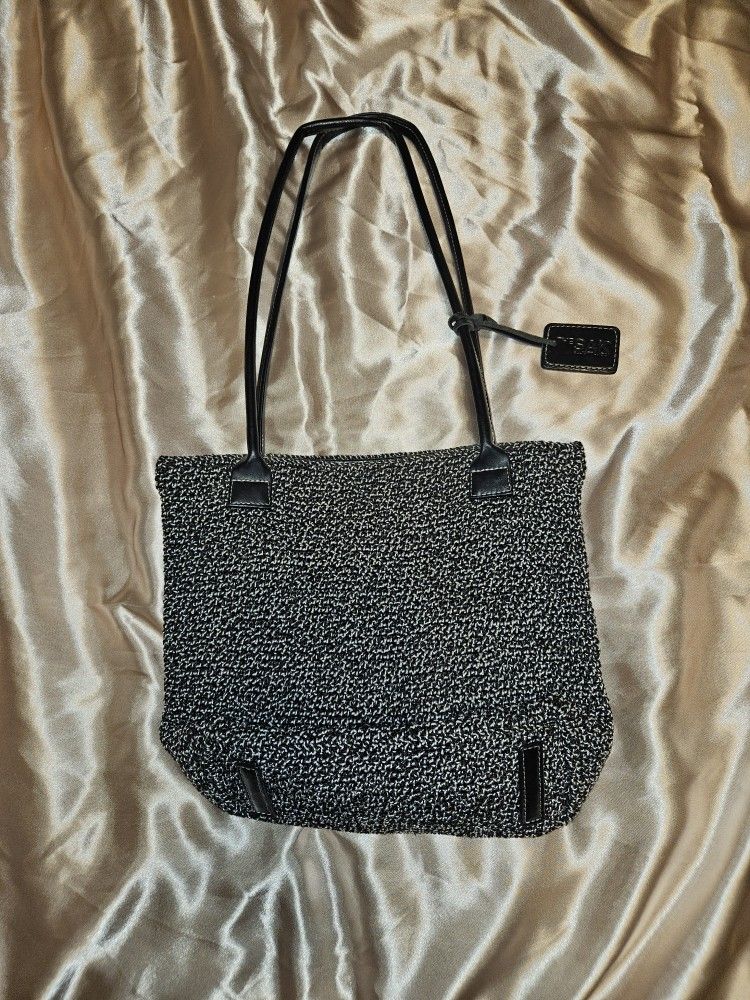 SAK Original Crochet Shoulder Purse/Bag in Black & White. Good Condition