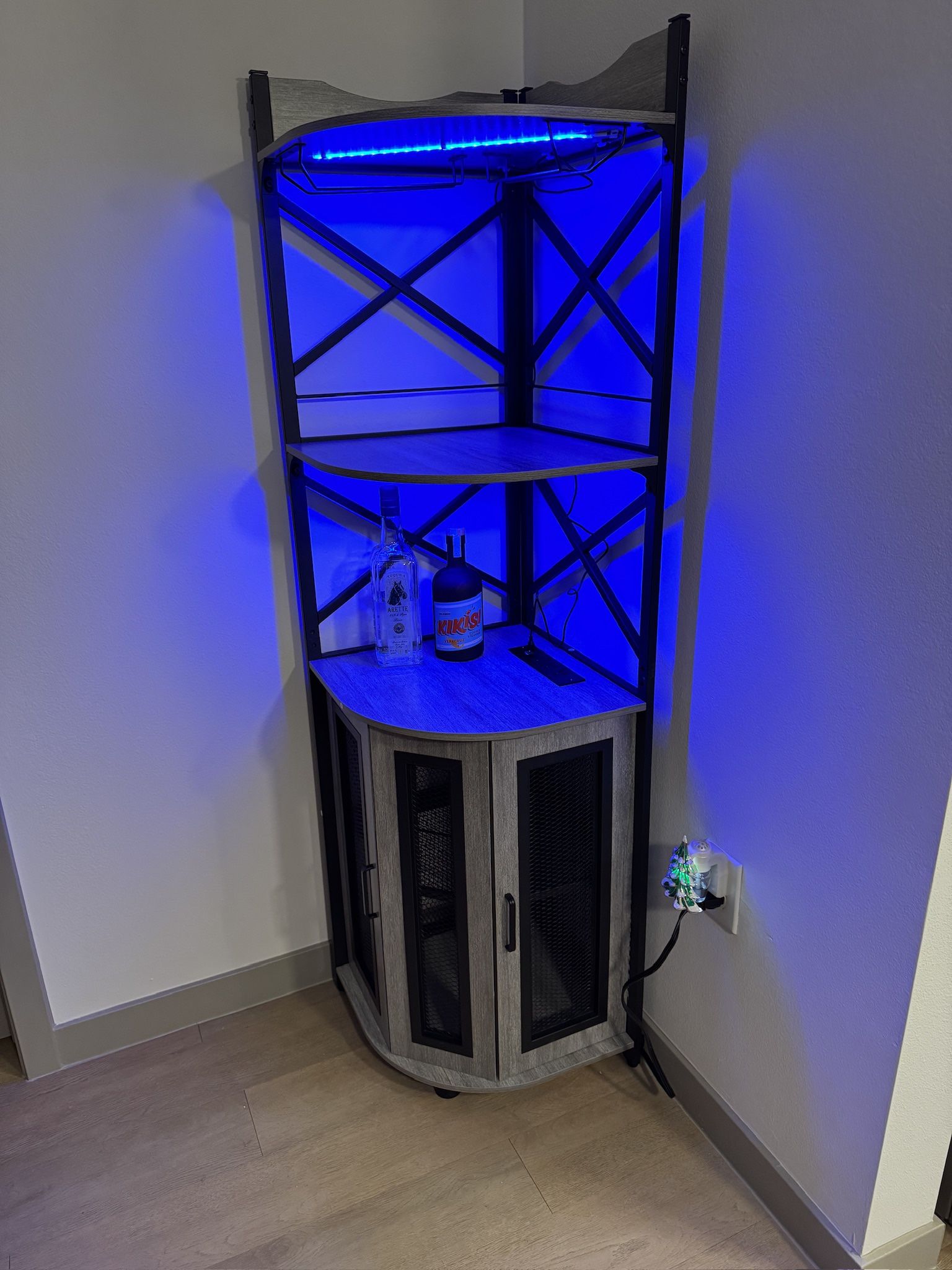 Corner Cabinet Shelves With LED