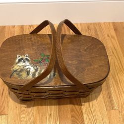 Vintage Wooden Picnic Basket