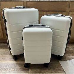 NEW Hardsided 3 Piece Luggage, 360 Spinner Suitcase W/ TSA Locks & Carry On !