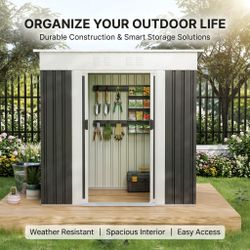 6x4 FT Garden Shed for Patio Outdoors Storage Shed Metal Frame design Sliding Door