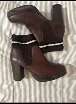 Flexi Brown Leather Sock Ankle Boots