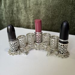 Vintage Silver Tone Cherub 7 Tube Lipstick Holder- Vanity 