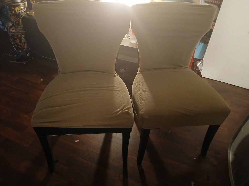 Dark Brown Chairs W/ Covers
