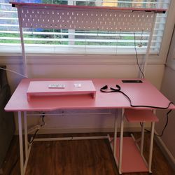 Pink Gaming Desk With Led