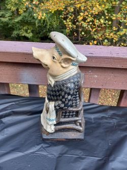 Vintage Unique Department 56 Iron Cast Sitting Pig Door Stop