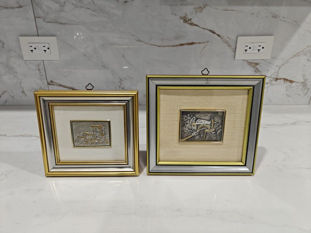 Vintage Italian Framed Silver Artwork 