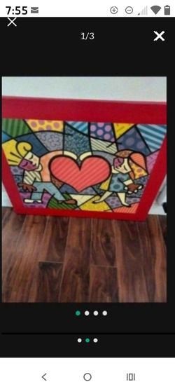 "HEART KIDS" BY ROMERO BRITTO Acrylic/ sculpture picture can hang RARE! Great condition!