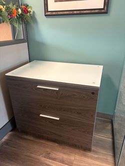 2-Drawer Lateral locking File Cabinet with Glass Top