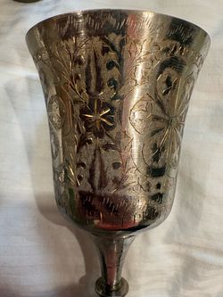 Etched Silver Plated, Brass Goblets