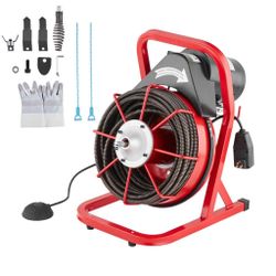VEVOR Electric Drain Auger 75 Ft. X 1/2 In. Drain Cleaner Machine 370- Watt W/ Cutters Glove