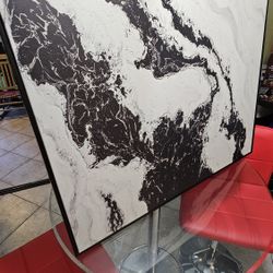 NEW Threshold Modern Wall Art Canvas, Abstract 30"x24" Marbled Black/White Decor