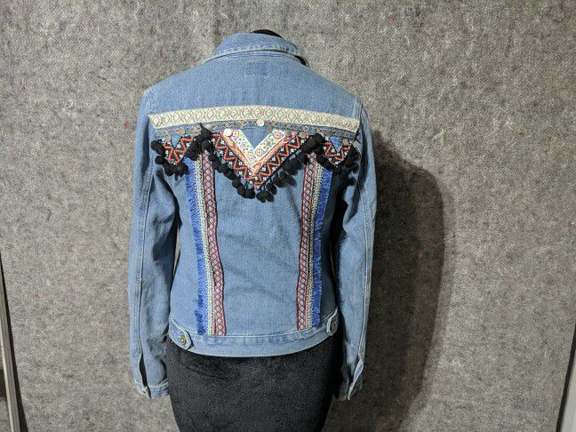 Denim Jacket With Embellishments - Size 8 