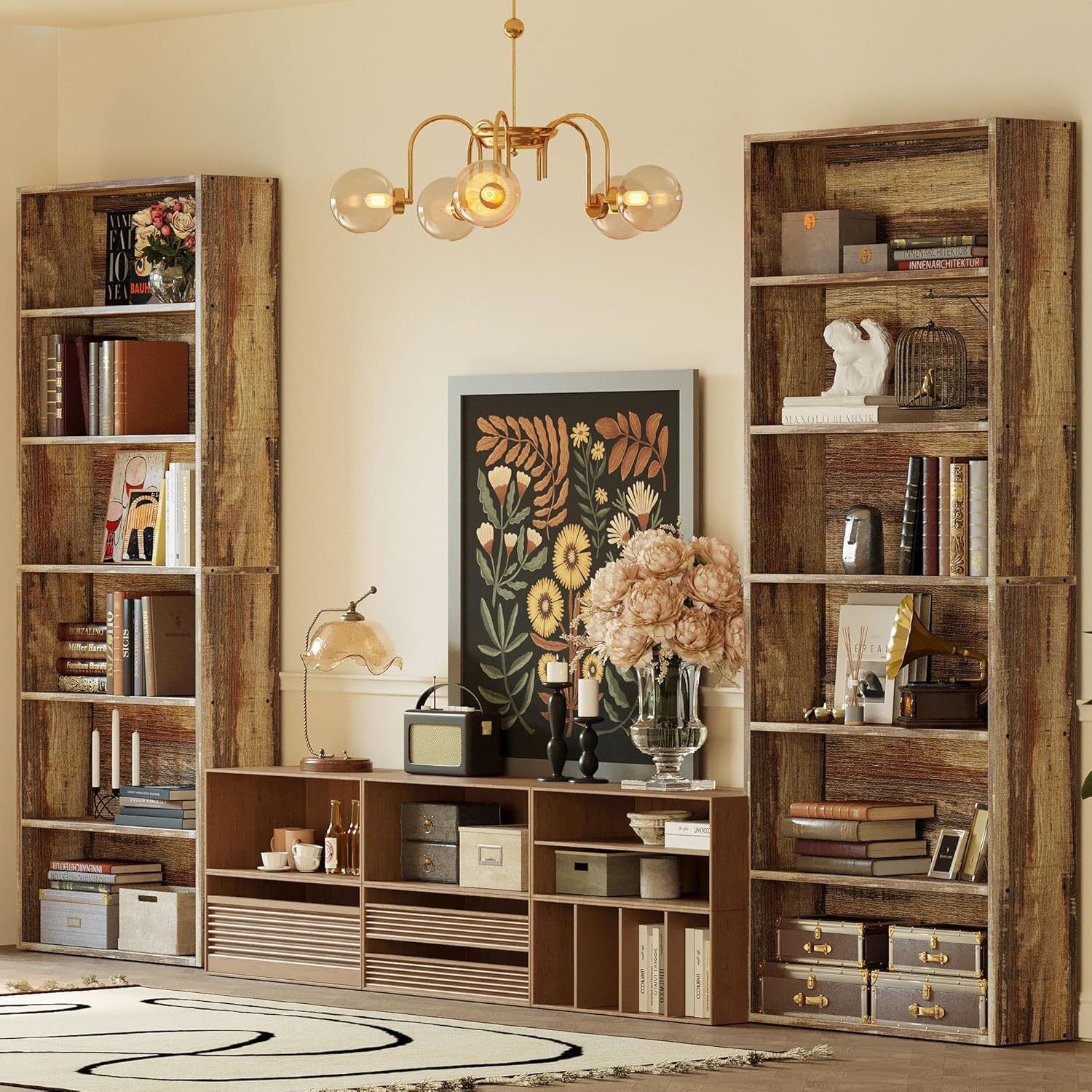 Bookshelves and Bookcases Set of 2 Floor Standing 6 Tiers Display Storage Shelves 70 in Tall Bookcase Home Decor Furniture for Home Office, Living Roo