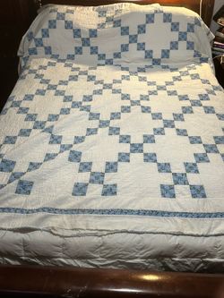 Vintage Hand-Quilted "Double Irish Chain" Quilt - Large 82"x85" (Queen)$120 CASH