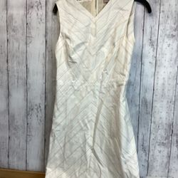 Tailored By Rebecca Taylor Women Dress Size 2 White Stripes Print Sleeveless
