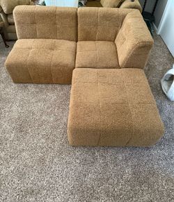 Pottery Barn: 3 Piece Baldwin Sectional Set, Brown, Teddy Bear Faux-Fur Couch