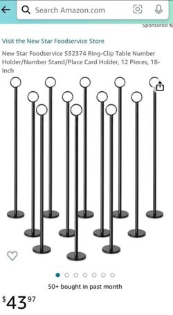 New Star Foodservice Ring-Clip Table Number Holders 12-Pack