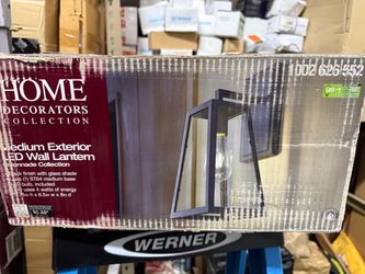 Home Decorators Collection Colonade Collection 1-Light Sand Black Medium Outdoor Wall Mount Sconce with Clear Glass