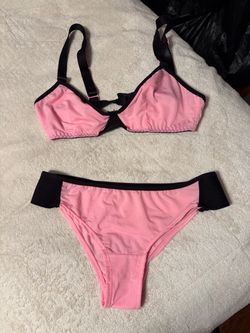 Pink and Black Two-Piece Bikini Set