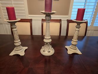 Set of 3 PartyLite Sculptured Pillar Candle Holders