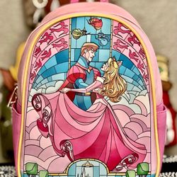 Loungefly Sleeping Beauty Stained Glass Scene Mini Backpack 