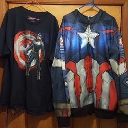 Captain America Shirt And Hoodie With Mask-2X