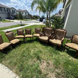 📍Vintage French-Style Dining Chairs – 7pcs – Solid Mahogany Wood – $700 (Pasco Area)