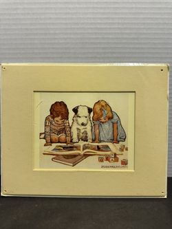Jessie Willcox Smith "The Picture Book" 8x10 Matted Vintage Art Print 1984