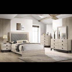 4- Pc Bedroom set Dresser,Mirror  Nightstand (1) Queen size bed frame  Not including Mattress and Box Sp