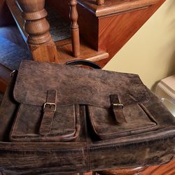 Vagabon Bag, Distressed, Leather Briefcase, Classic, Retro, New , $98
