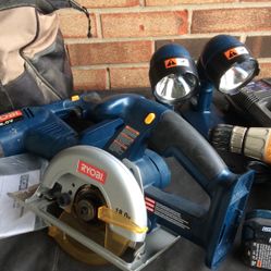 Ryobi tools one battery  Charger and bag $40