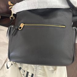 Coach Black Pebbled  Leather shoulder Bag