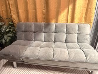 Grey Tufted Futon Sofa Bed