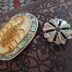 Beautiful Pendant / Brouche  And Big SCORPION belt Buckle 925 Silver Set 