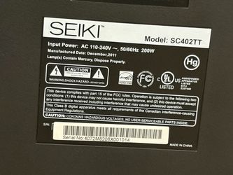 Seiki  TV 40” for sale