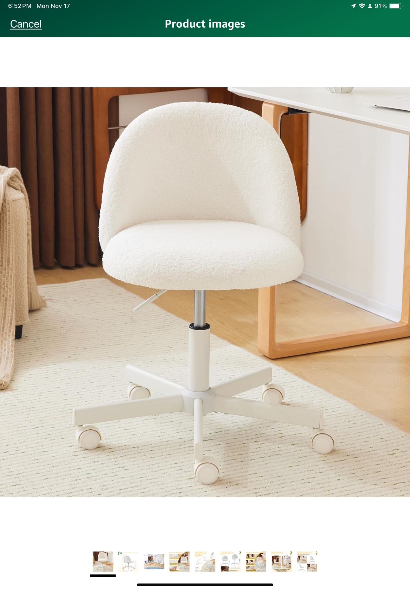 Teddy fleece Office & Vanity chair Brand new, fully assembled 