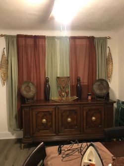 Vintage Wood Sideboard Buffet Cabinet
