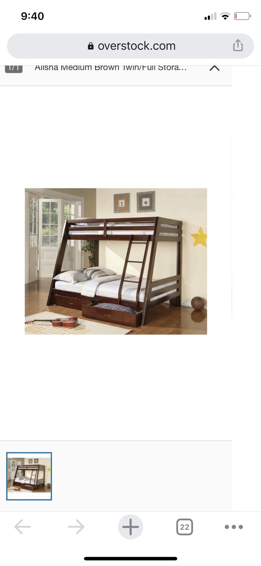 Twin over full bunk bed-Never used in box!