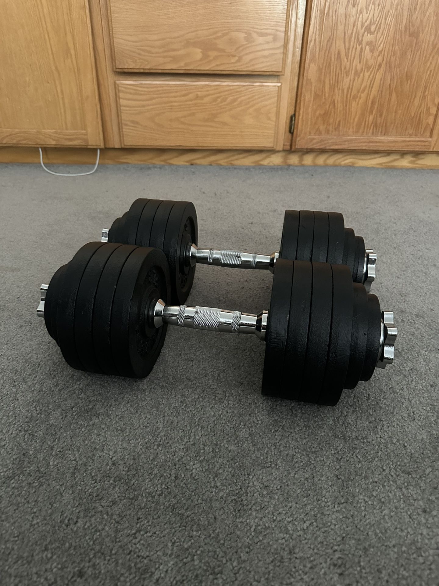 110lb  Pair Adjustable Dumbbell Set 