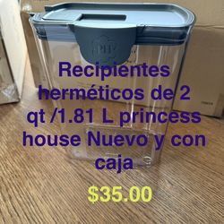 Recipiente hermético de 2 qt 👉 princess house todo nuevo y con caja 📦