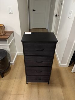 Black 4-Drawer Dresser – Modern Storage Organizer with Metal Frame