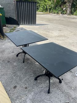 Black Rectangular Tables with Cast Iron Base – Set of 2